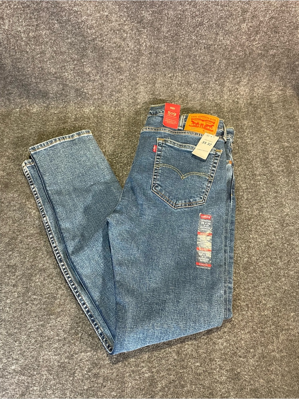 Levis 519 Extreme Skinny Jeans Mens 38x32 Stretch Fit NEW NWT
